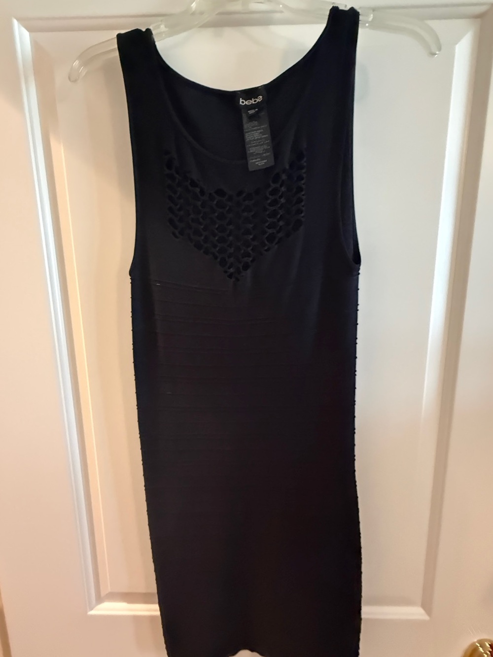 bebe Black Midi Dress with Cutout Detail